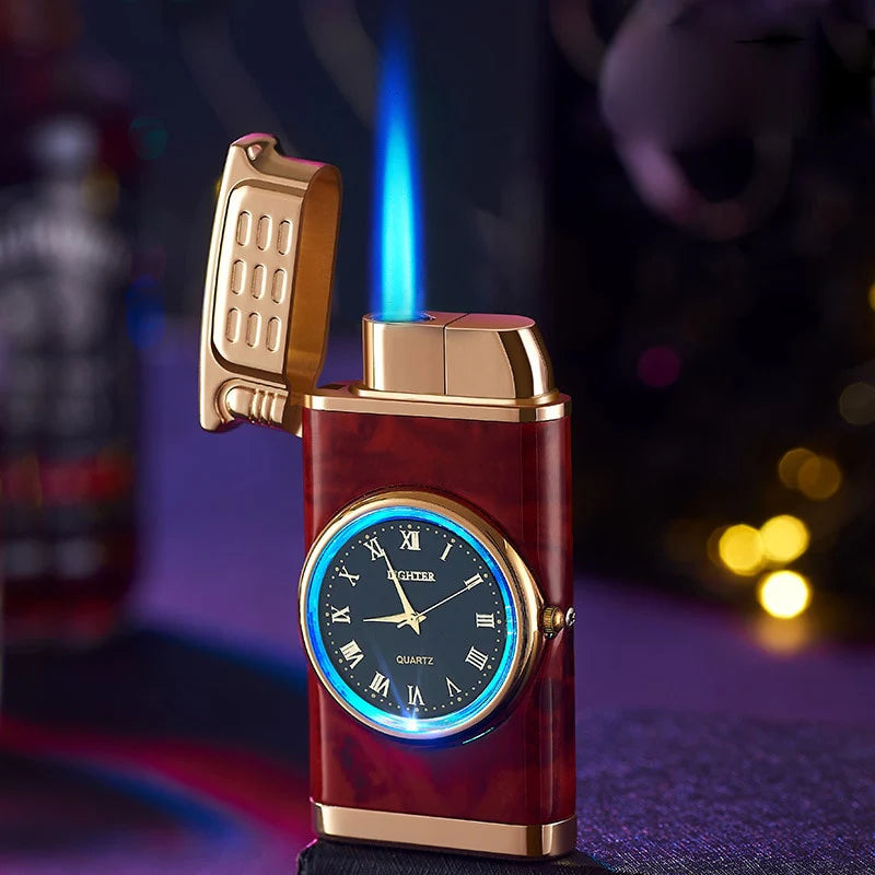 Windproof Butane Gas Lighters Turbo Lighters Unusual Lighters Metal Watch Lighters Men'S Gadget Gift Cigarette Cigar Lighters