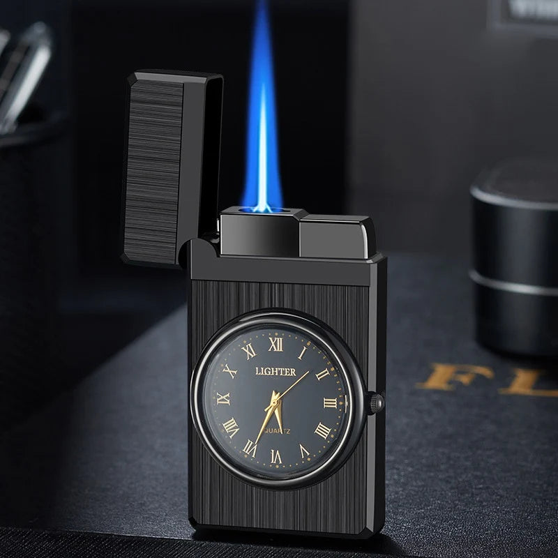 Windproof Butane Gas Lighters Turbo Lighters Unusual Lighters Metal Watch Lighters Men'S Gadget Gift Cigarette Cigar Lighters