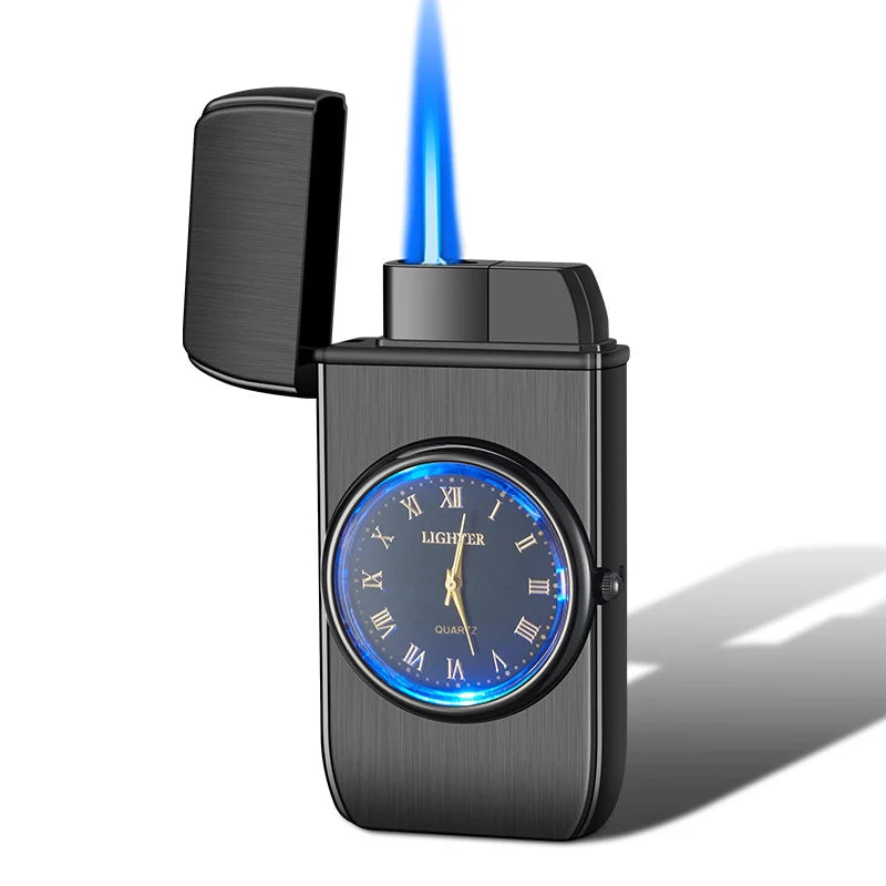 Windproof Butane Gas Lighters Turbo Lighters Unusual Lighters Metal Watch Lighters Men'S Gadget Gift Cigarette Cigar Lighters