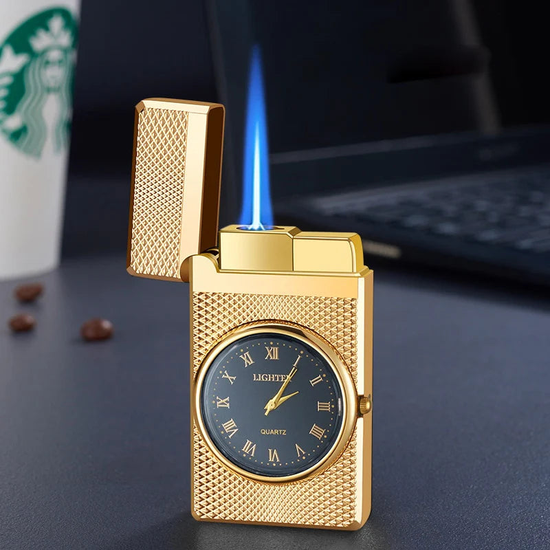 Windproof Butane Gas Lighters Turbo Lighters Unusual Lighters Metal Watch Lighters Men'S Gadget Gift Cigarette Cigar Lighters
