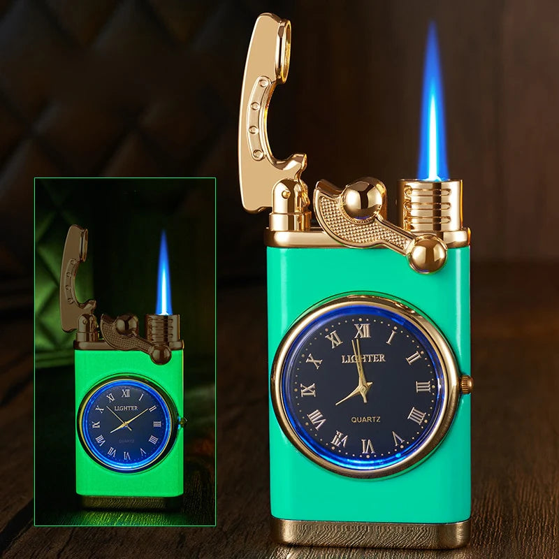 Windproof Butane Gas Lighters Turbo Lighters Unusual Lighters Metal Watch Lighters Men'S Gadget Gift Cigarette Cigar Lighters