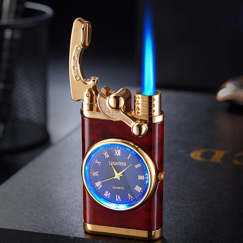 Windproof Butane Gas Lighters Turbo Lighters Unusual Lighters Metal Watch Lighters Men'S Gadget Gift Cigarette Cigar Lighters
