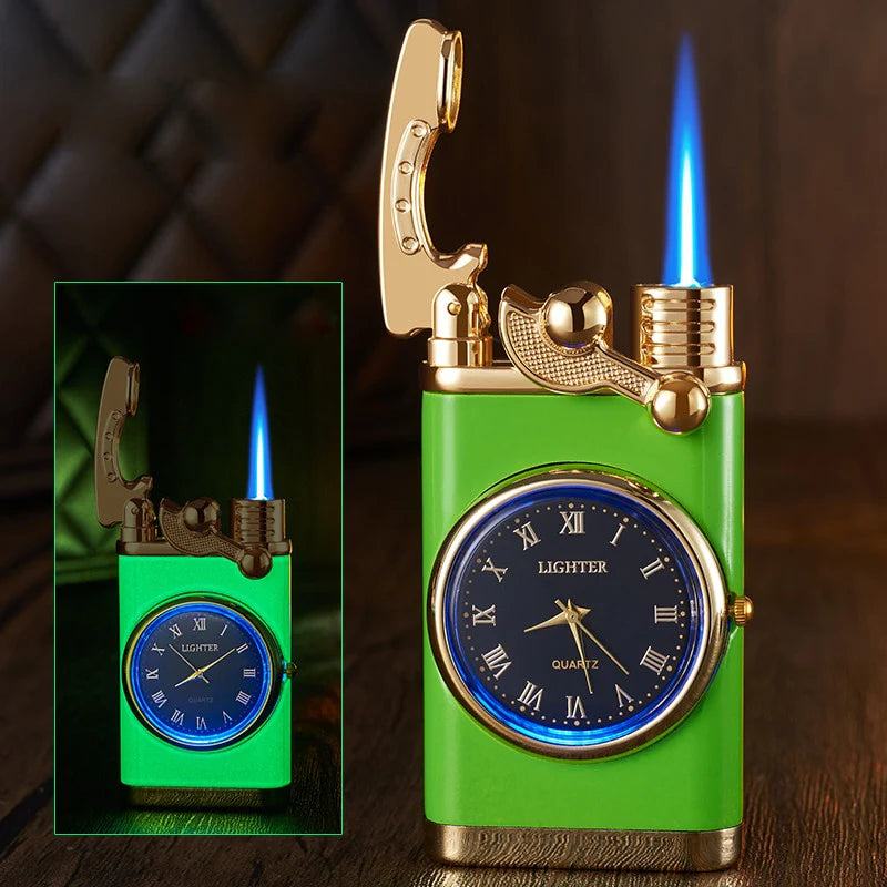 Windproof Butane Gas Lighters Turbo Lighters Unusual Lighters Metal Watch Lighters Men'S Gadget Gift Cigarette Cigar Lighters