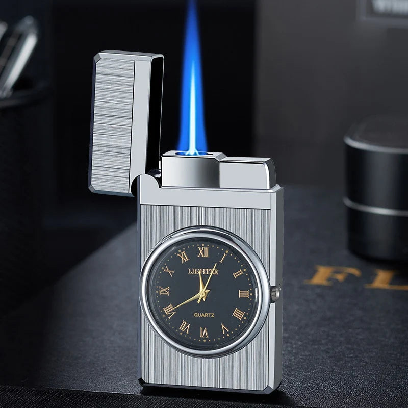 Windproof Butane Gas Lighters Turbo Lighters Unusual Lighters Metal Watch Lighters Men'S Gadget Gift Cigarette Cigar Lighters
