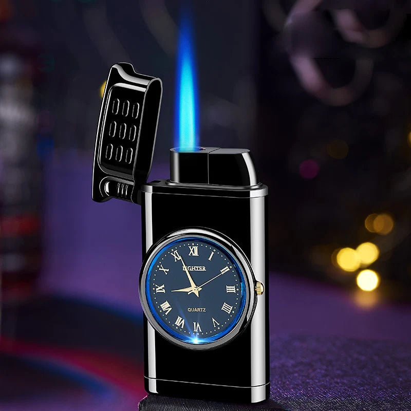Windproof Butane Gas Lighters Turbo Lighters Unusual Lighters Metal Watch Lighters Men'S Gadget Gift Cigarette Cigar Lighters