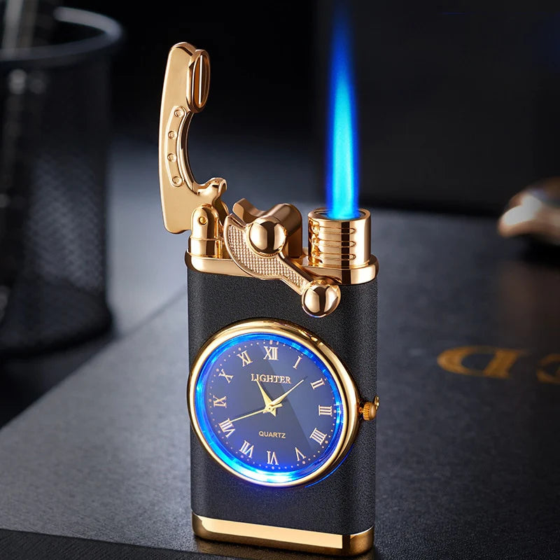 Windproof Butane Gas Lighters Turbo Lighters Unusual Lighters Metal Watch Lighters Men'S Gadget Gift Cigarette Cigar Lighters