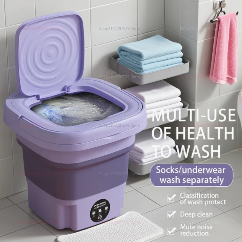 Portable Small Foldable Washing Machine with Spin Dryer for Socks Underwear Washer Household Mini Washing Machine EU Plug