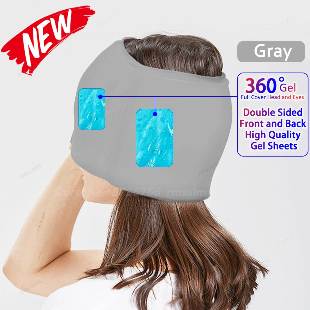 Gel Ice Headache Migraine Relief Hat Cold Compress Therapy Cap Ice Head Wrap Pack Eye Mask for Pressure Relieve Pain Ice Hat