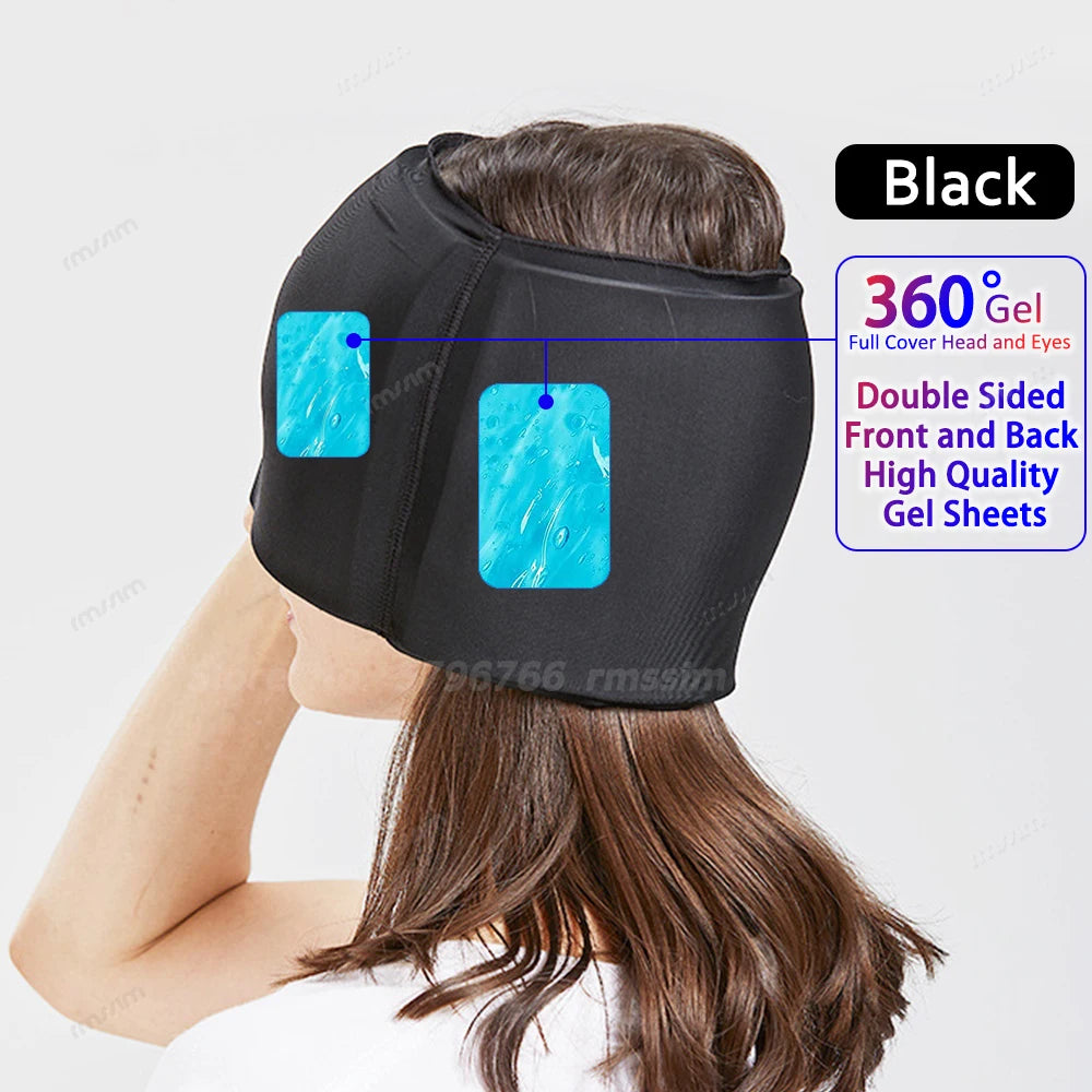 Gel Ice Headache Migraine Relief Hat Cold Compress Therapy Cap Ice Head Wrap Pack Eye Mask for Pressure Relieve Pain Ice Hat