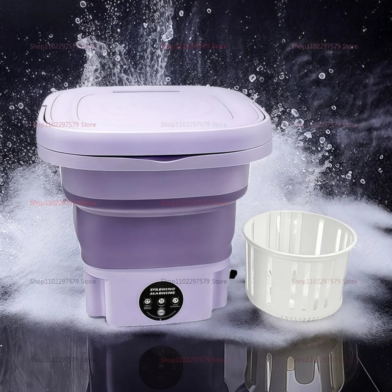 Portable Small Foldable Washing Machine with Spin Dryer for Socks Underwear Washer Household Mini Washing Machine EU Plug