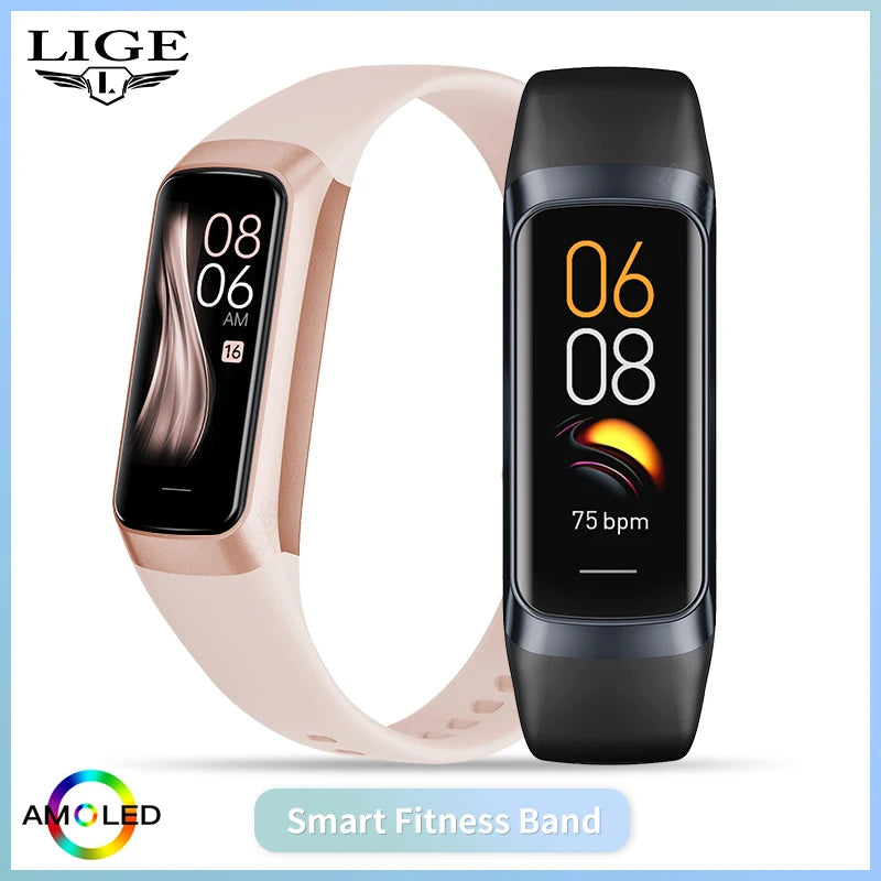 Amoled Smart Watch Men 2025 Smart Band Women Heart Rate Blood Smartwartch Waterproof Smart Bracelet Sport Fitness Tracker