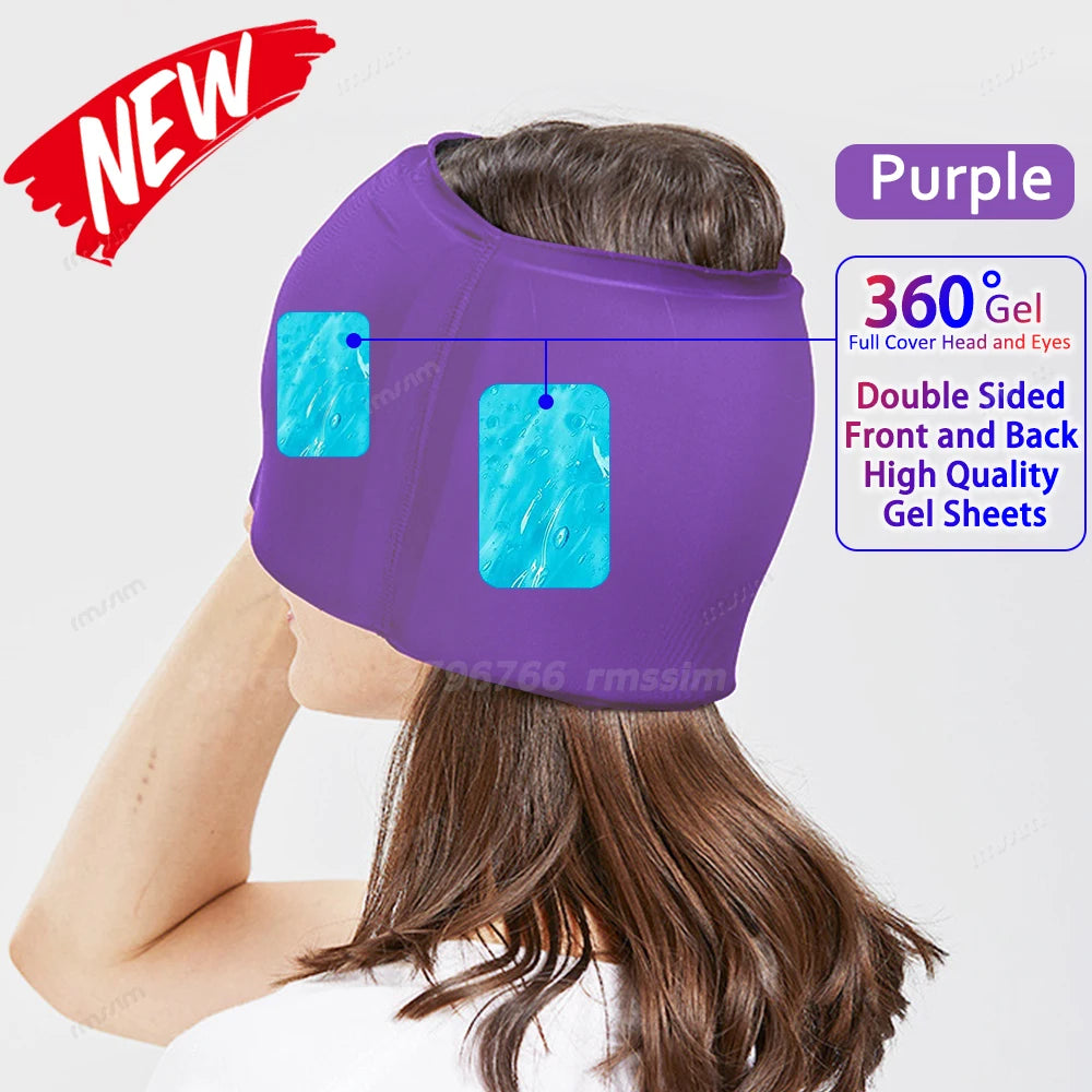 Gel Ice Headache Migraine Relief Hat Cold Compress Therapy Cap Ice Head Wrap Pack Eye Mask for Pressure Relieve Pain Ice Hat