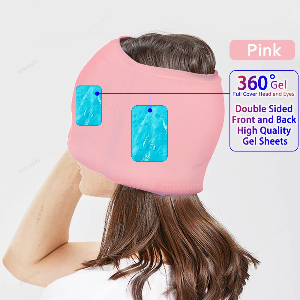 Gel Ice Headache Migraine Relief Hat Cold Compress Therapy Cap Ice Head Wrap Pack Eye Mask for Pressure Relieve Pain Ice Hat