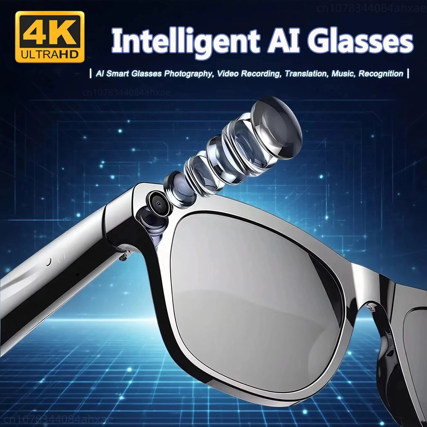 Ai Camera Glasses Bluetooth 4K Hd Outdoor Sports Glasses Music Translation Voice Assistant Smart Glasses Photochromic Glasses