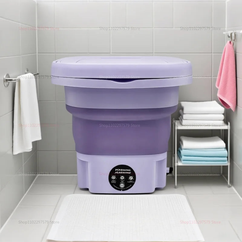 Portable Small Foldable Washing Machine with Spin Dryer for Socks Underwear Washer Household Mini Washing Machine EU Plug