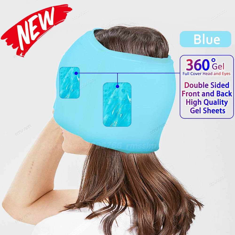 Gel Ice Headache Migraine Relief Hat Cold Compress Therapy Cap Ice Head Wrap Pack Eye Mask for Pressure Relieve Pain Ice Hat