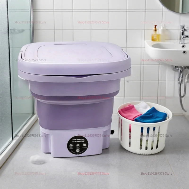 Portable Small Foldable Washing Machine with Spin Dryer for Socks Underwear Washer Household Mini Washing Machine EU Plug