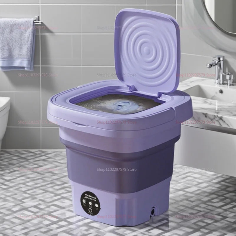 Portable Small Foldable Washing Machine with Spin Dryer for Socks Underwear Washer Household Mini Washing Machine EU Plug