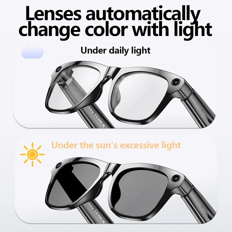 Ai Camera Glasses Bluetooth 4K Hd Outdoor Sports Glasses Music Translation Voice Assistant Smart Glasses Photochromic Glasses
