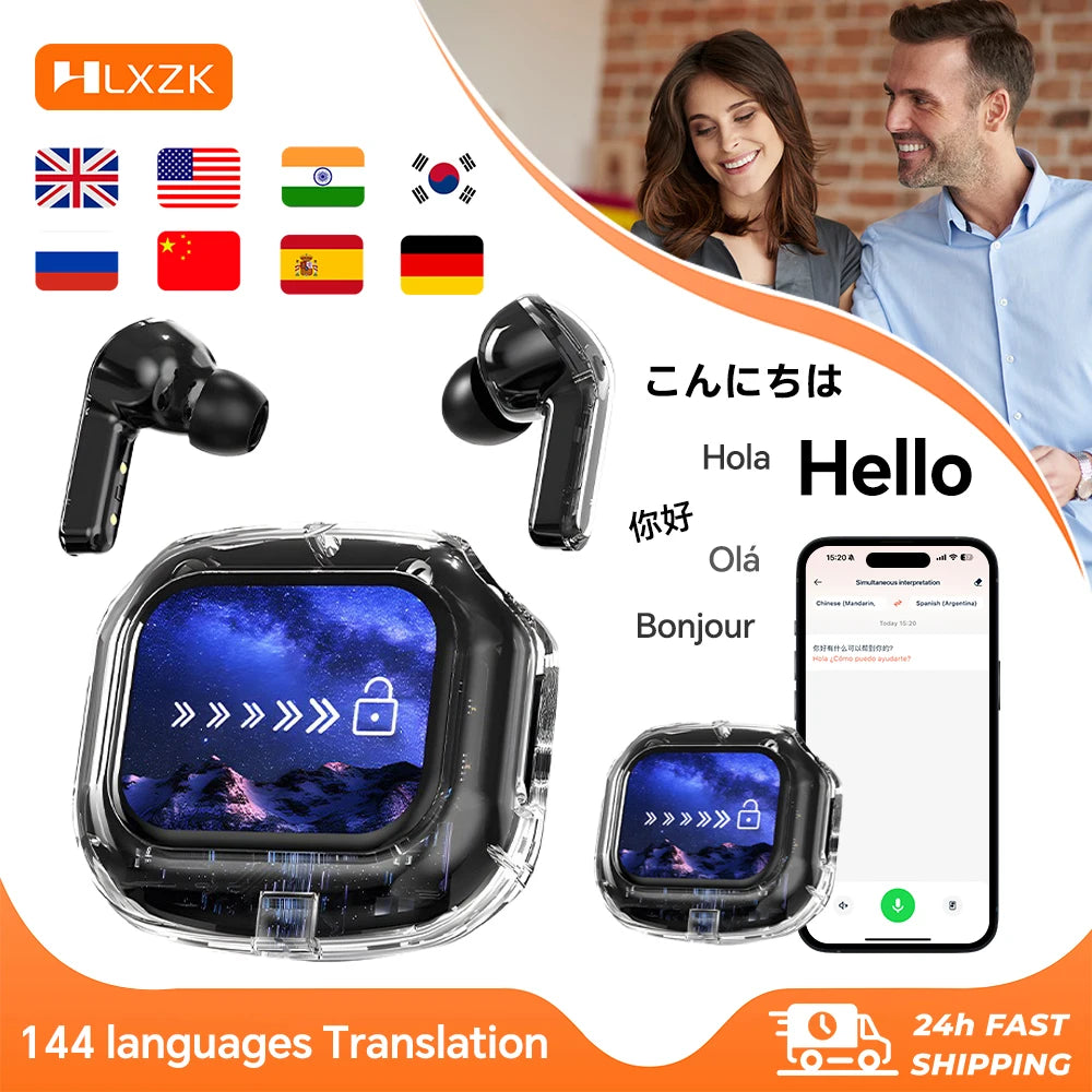 Translation Headphones with Multifunction Touch Screen Smart Wireless Bluetooth Earphone Hifi Audio Quality Business Earbud