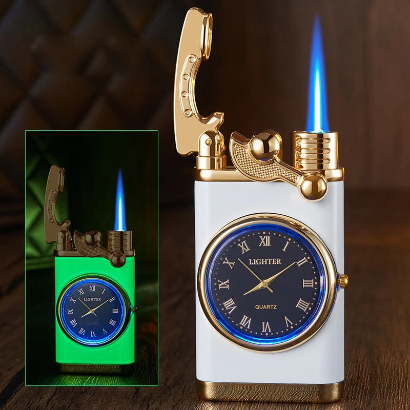 Windproof Butane Gas Lighters Turbo Lighters Unusual Lighters Metal Watch Lighters Men'S Gadget Gift Cigarette Cigar Lighters