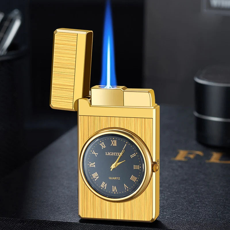 Windproof Butane Gas Lighters Turbo Lighters Unusual Lighters Metal Watch Lighters Men'S Gadget Gift Cigarette Cigar Lighters