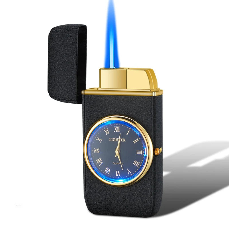 Windproof Butane Gas Lighters Turbo Lighters Unusual Lighters Metal Watch Lighters Men'S Gadget Gift Cigarette Cigar Lighters