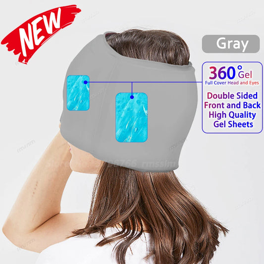 Gel Ice Headache Migraine Relief Hat Cold Compress Therapy Cap Ice Head Wrap Pack Eye Mask for Pressure Relieve Pain Ice Hat